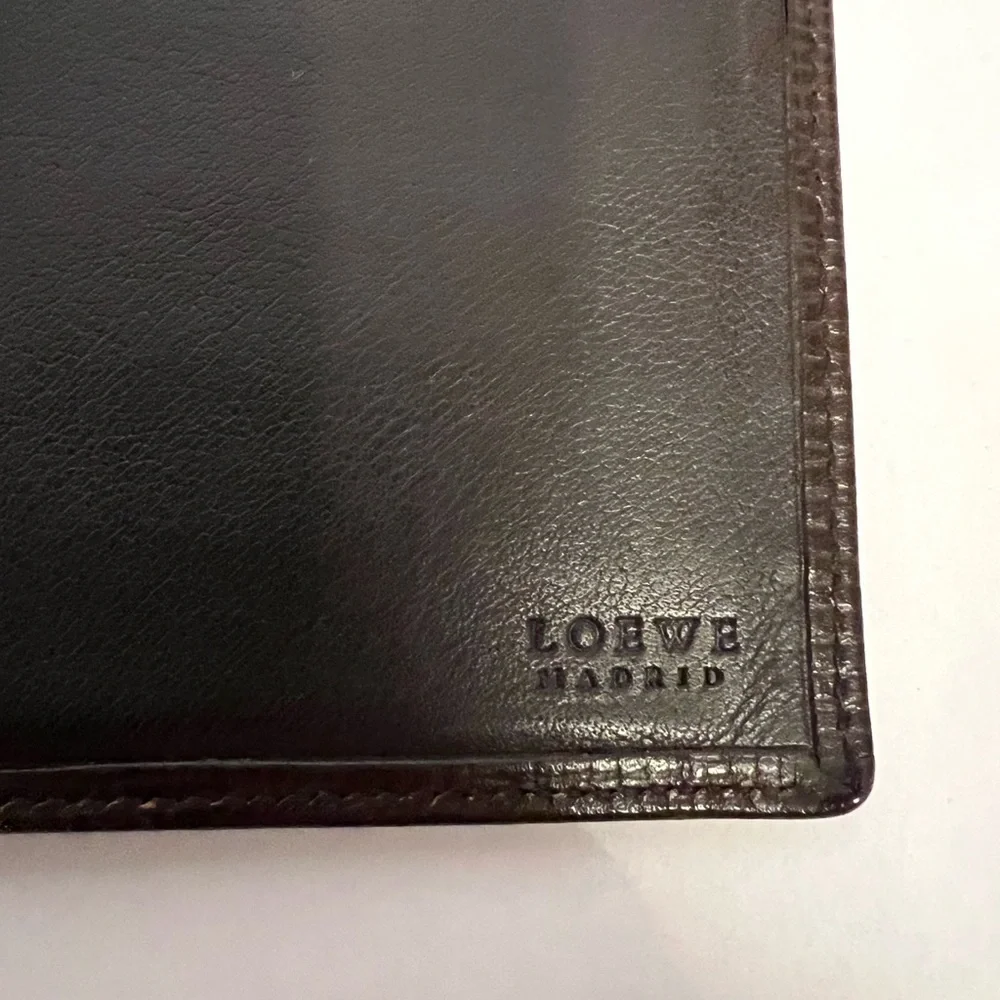 Loewe brown‎ leather anagram bifold long wallet